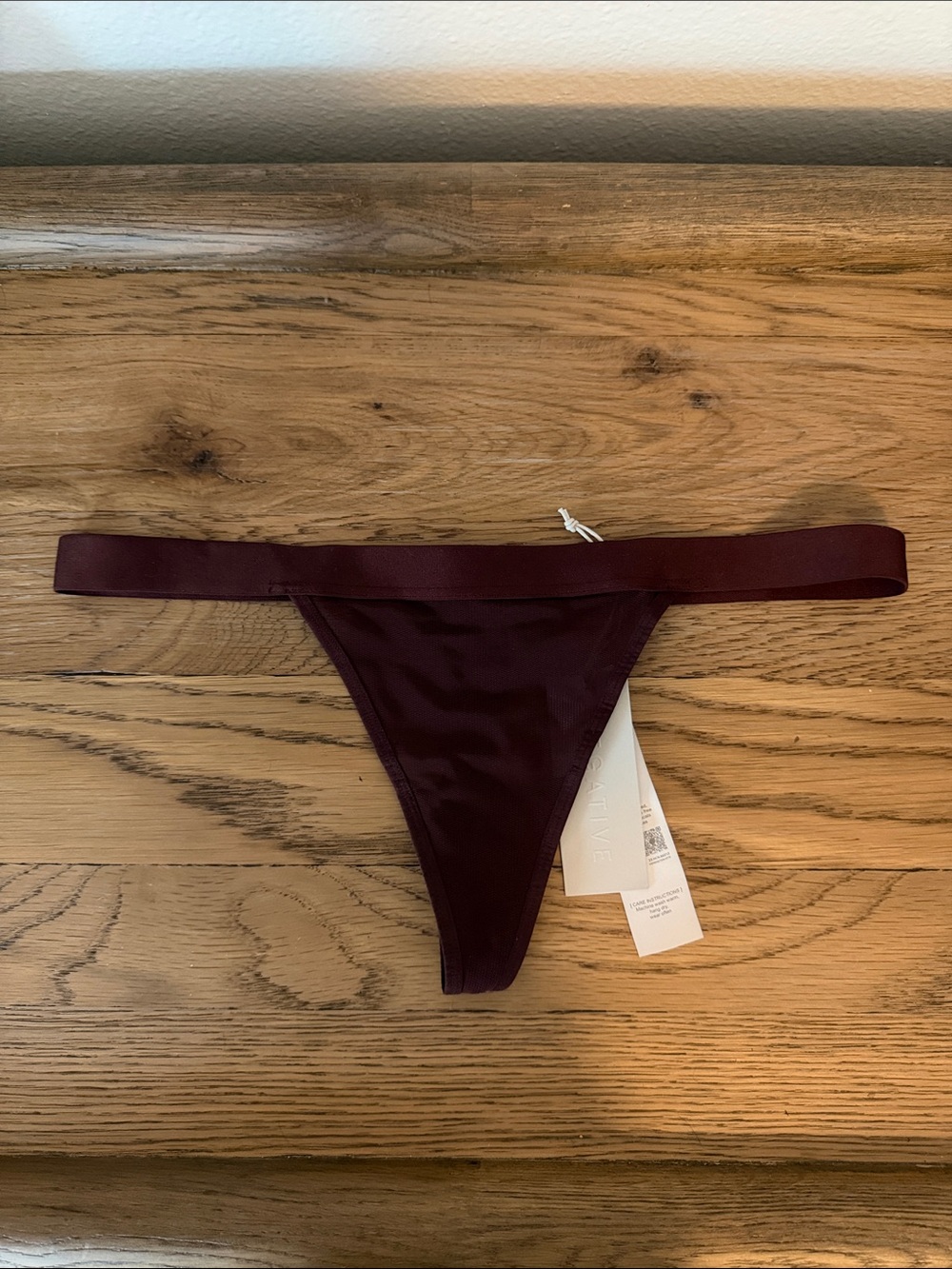 NWT Negative Underwear Sieve Burgundy Thong Size Medium
